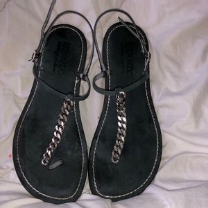 Italian Made Grey and Metal Sandals